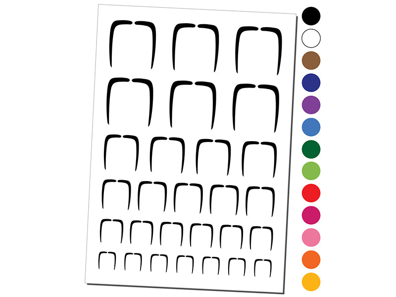 Fu Manchu Mustache Moustache Silhouette Temporary Tattoo Water Resistant Fake Body Art Set Collection