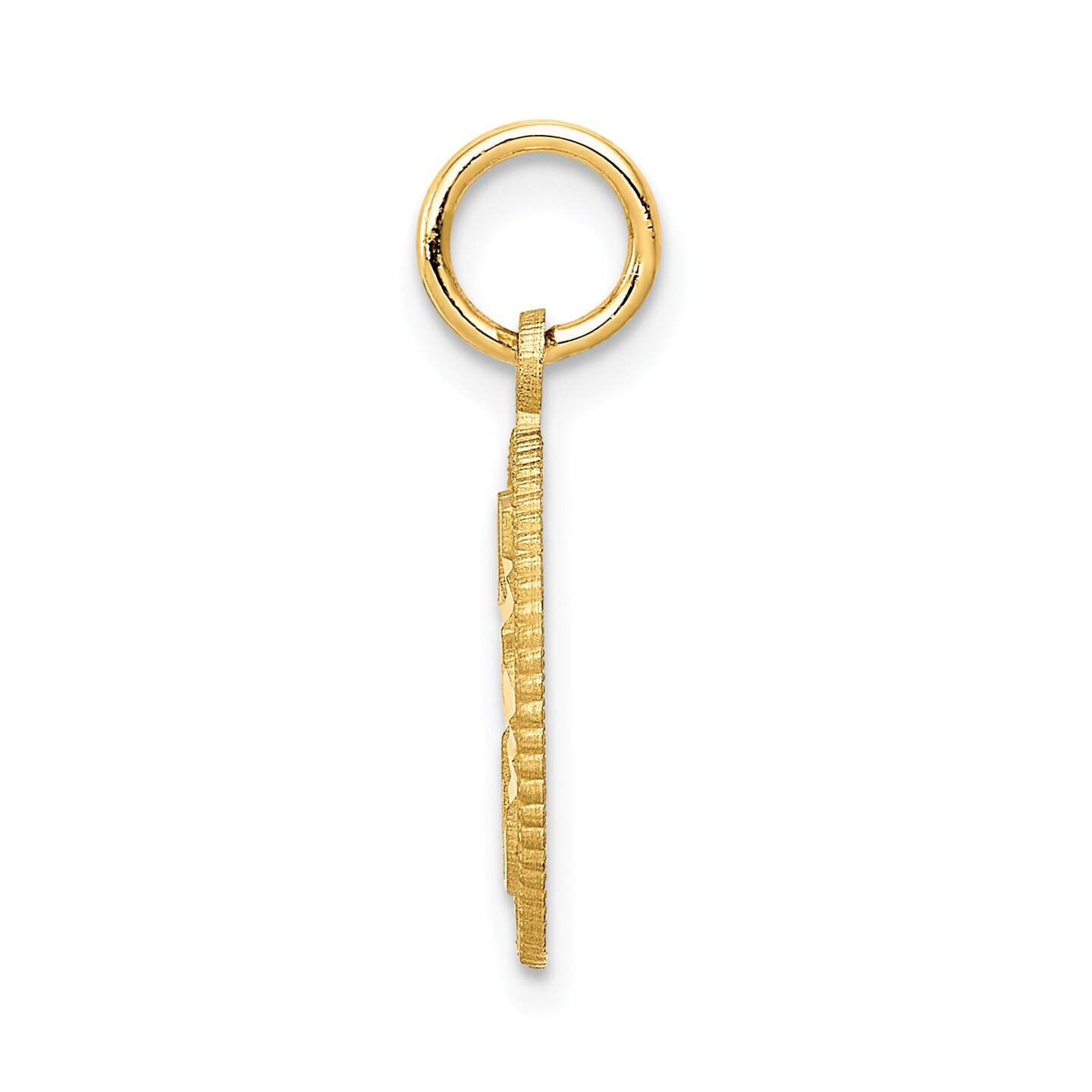 14K Gold Number 15 in Circle Pendant Sports Charm Jewerly 20mm x 12mm