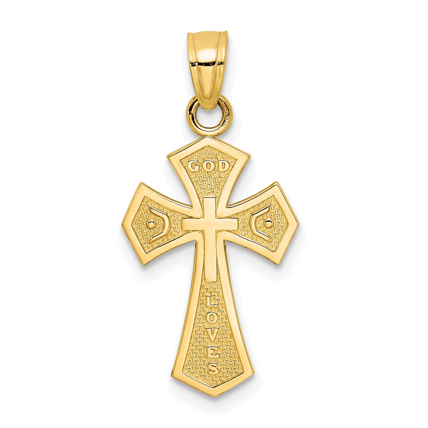 10K Gold Cross Charm Pendant Jewelry 25 x 13mm