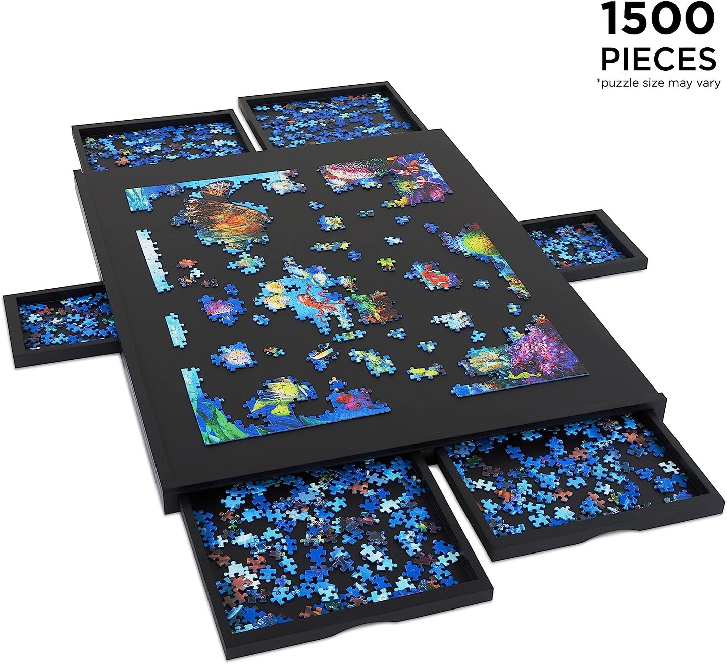 Jumbl 1500 Piece Puzzle Board, 27” x 35” Wooden Jigsaw Puzzle Table & Trays