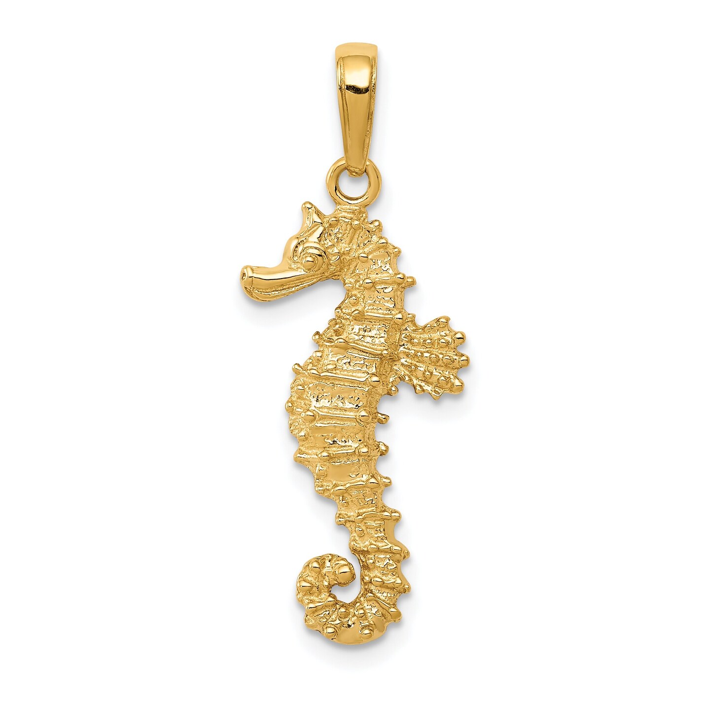 14K Yellow Gold Seahorse Charm Ocean Pendant Jewelry 31mm x 12mm
