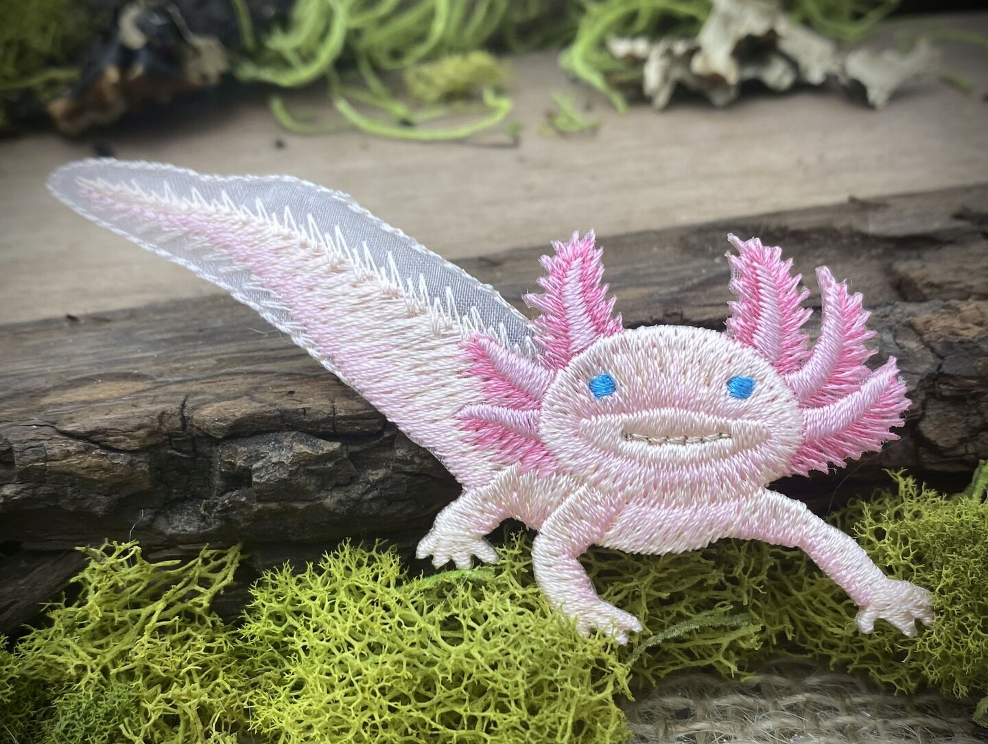 Axolotl Salamander, Realistic Pets, Animals, Embroidered, Iron on Patch