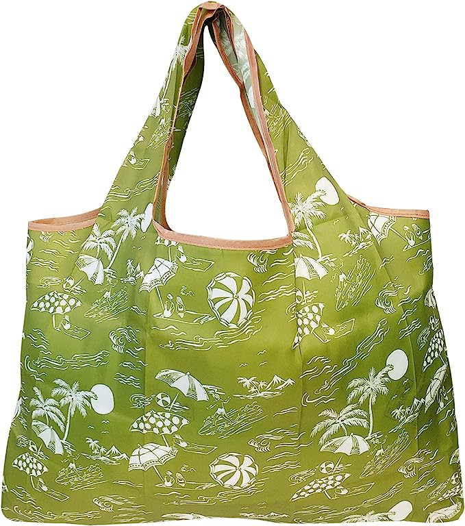 Wrapables Large Foldable Tote Nylon Reusable Grocery Bags, 5 Pack