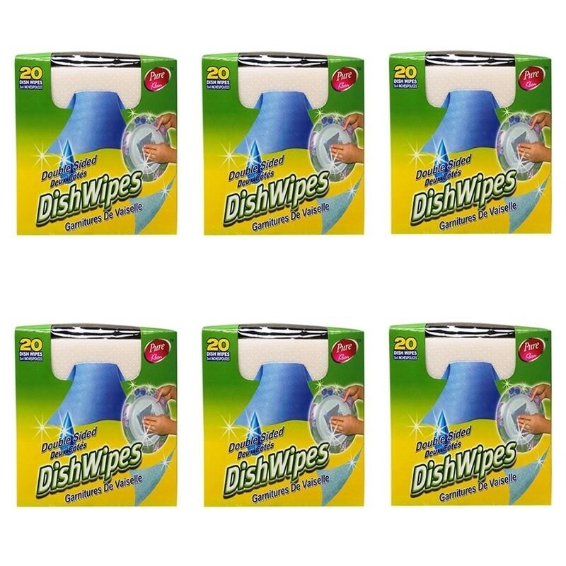 Pure Kleen Dish Wipes Double Sided 20 Wipes In 1 Pack (Pack of 6)