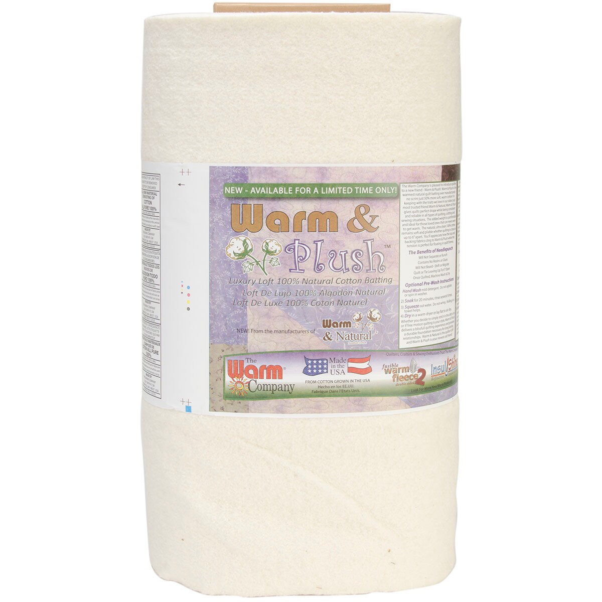 Warm Company Warm & Plush Cotton Batting BTY-Craft Size 22"X20yd