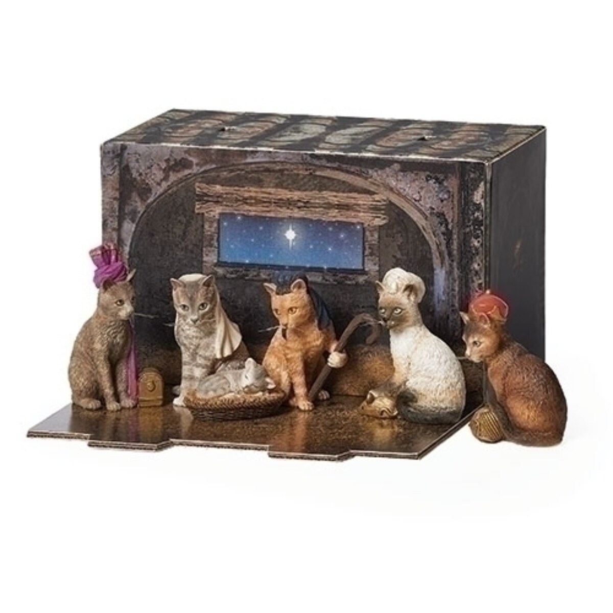 Roman Set of 6 Cats Nativity Christmas Tabletop Figurines 3.25"