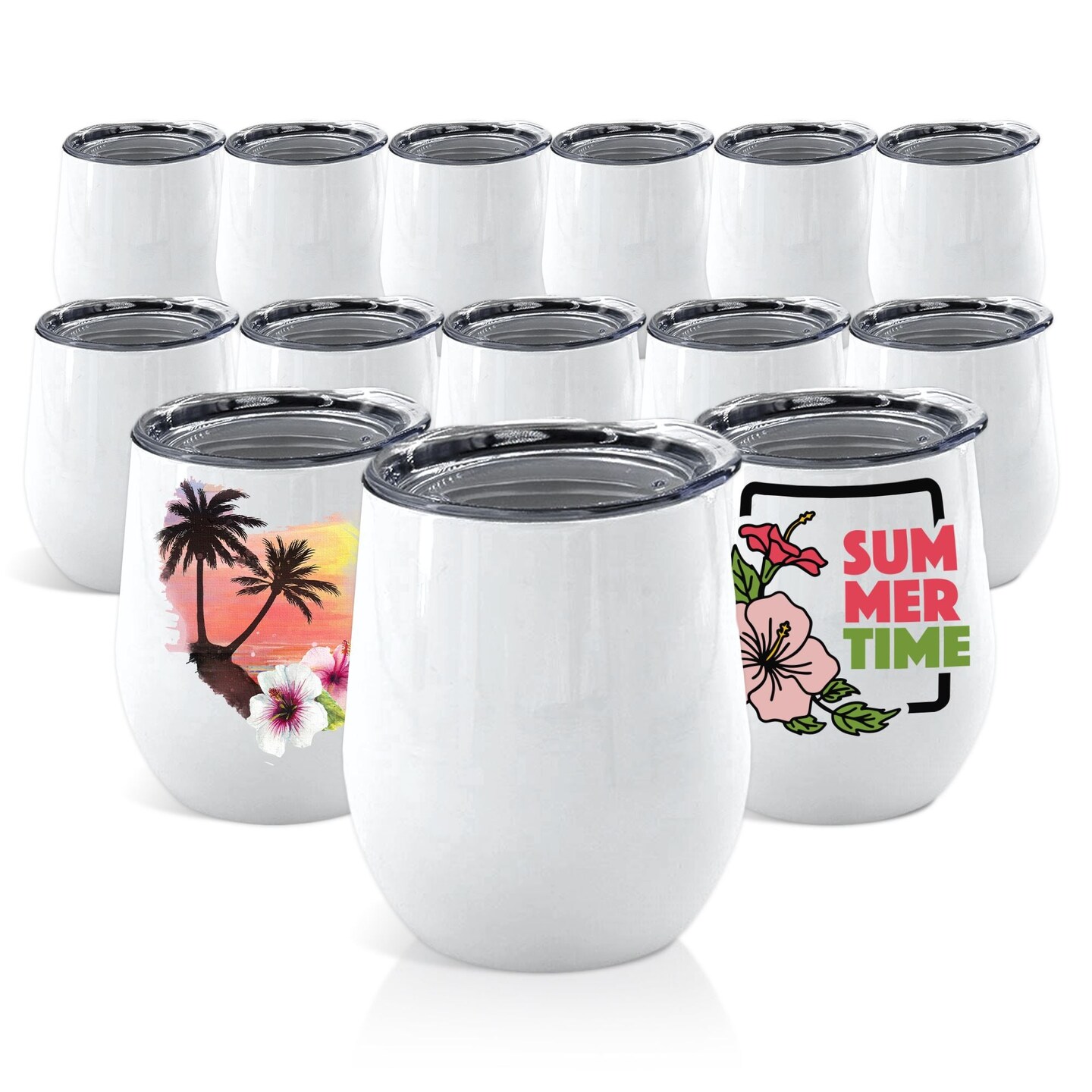 ProSub 12oz Wine Tumbler Stemless Sublimation Blanks White - 50 Pack