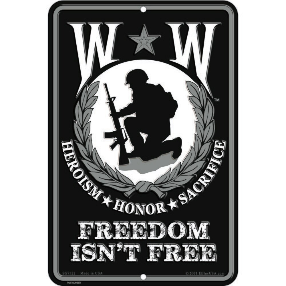 Wounded Warrior Logo Heroism Honor Sacrifice Freedom Isn't Free 8"x12" Sign