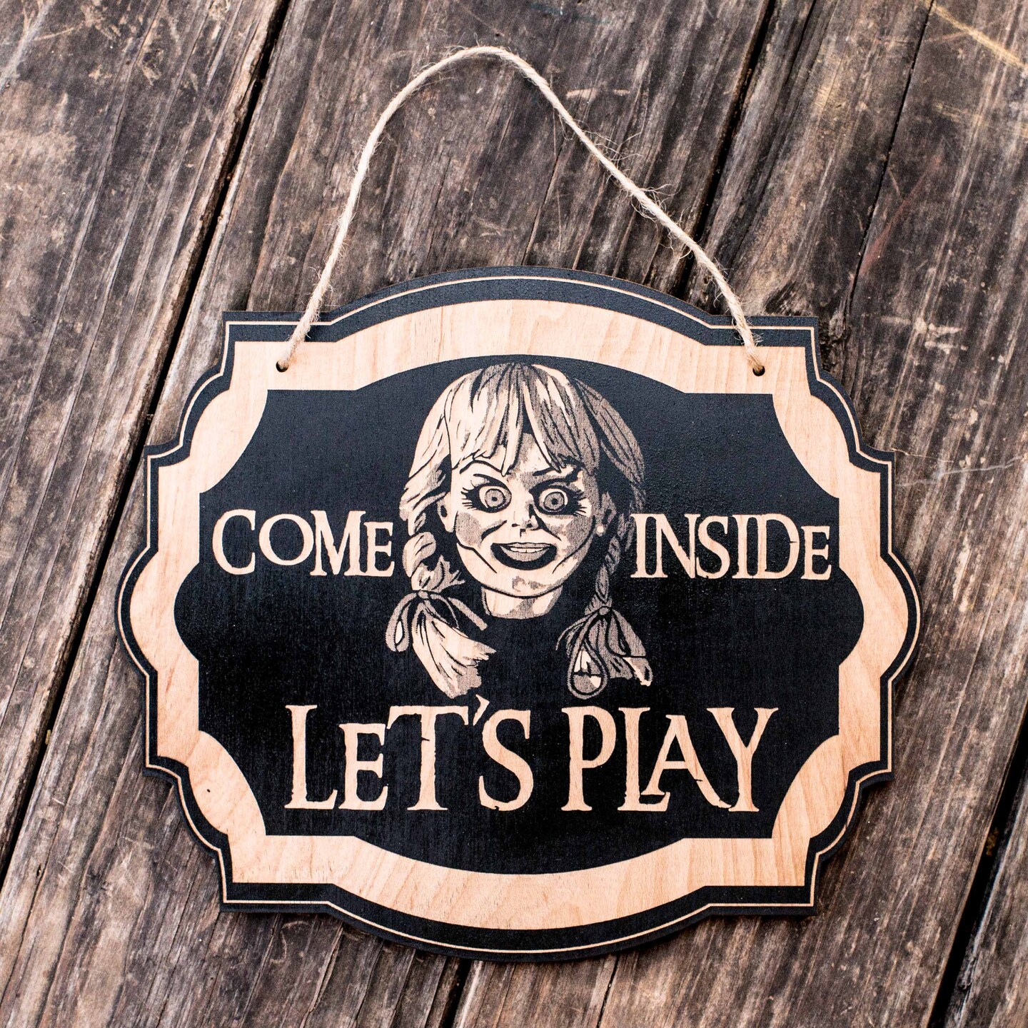 Come In Let's Play - Black Door Sign Come In Let's Play - Black Door Sign