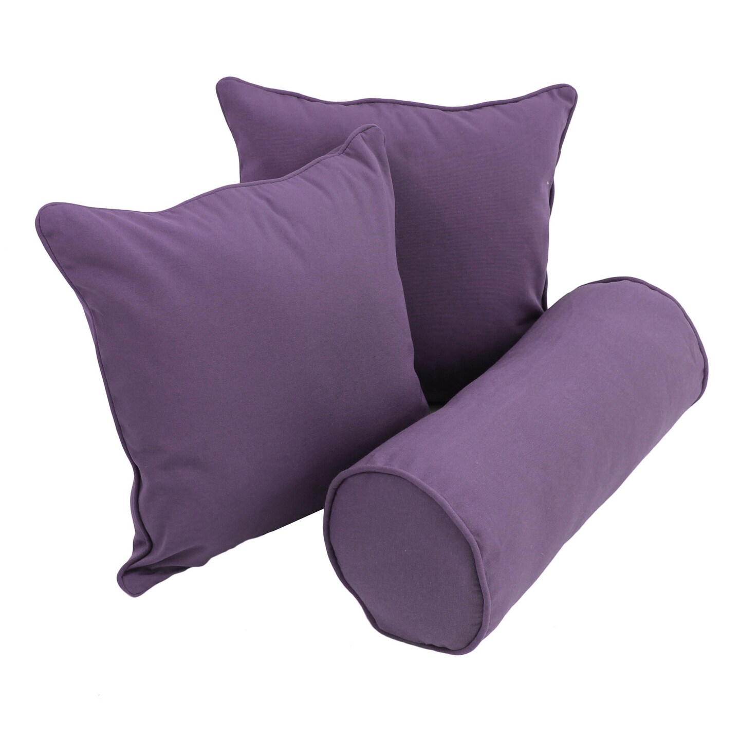 Double-corded Solid Twill Throw Pillows with Inserts (Set of 3) - Grape