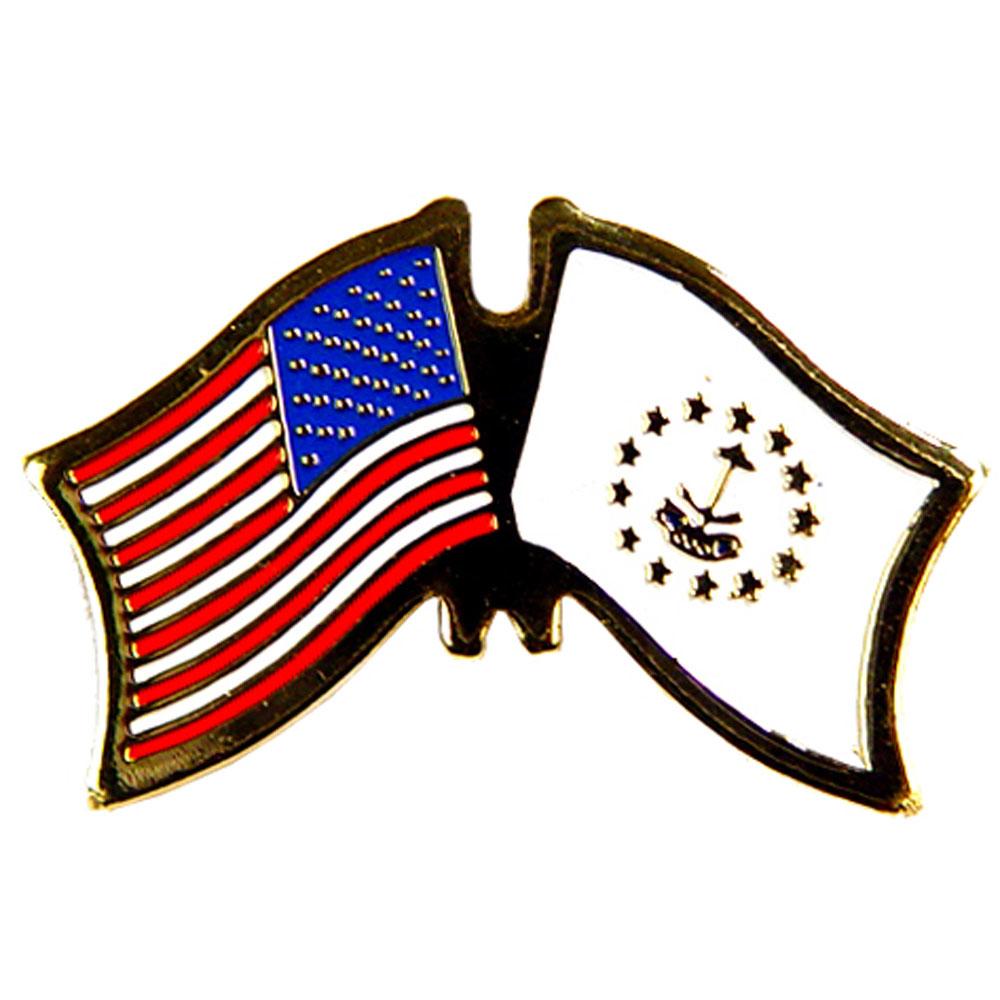 American &#x26; Rhode Island Flags Pin 1&#x22;