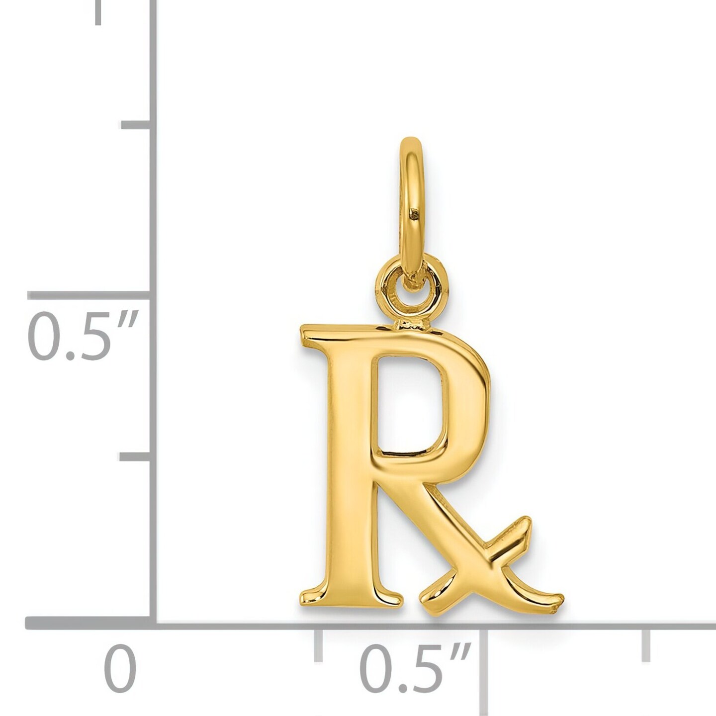 14K Yellow Gold Rx Charm Pharmacist Pendant Jewelry 22mm x 10mm