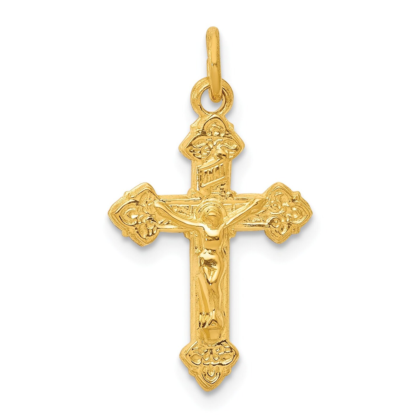 Sterling Silver Gold Plated INRI Crucifix Charm Jewerly 21mm x 12mm