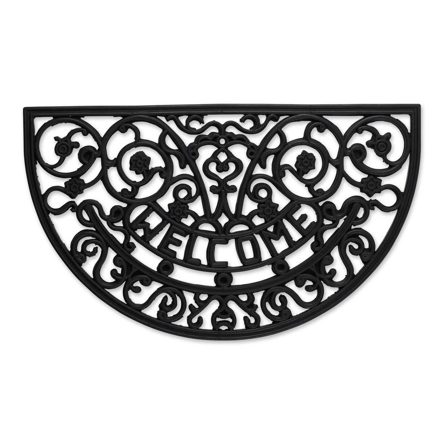 WELCOME SCROLL HALF MOON RUBBER DOORMAT