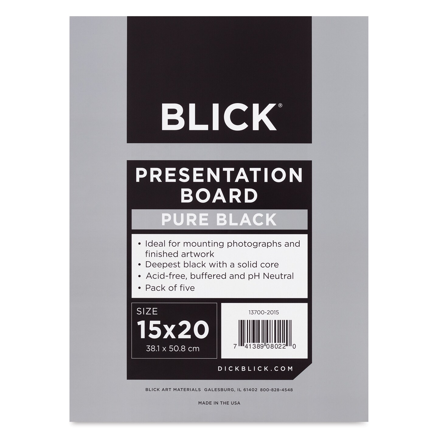 Blick Presentation Board Pack - 15&#x22; x 20&#x22;, Pure Black, Pkg of 5