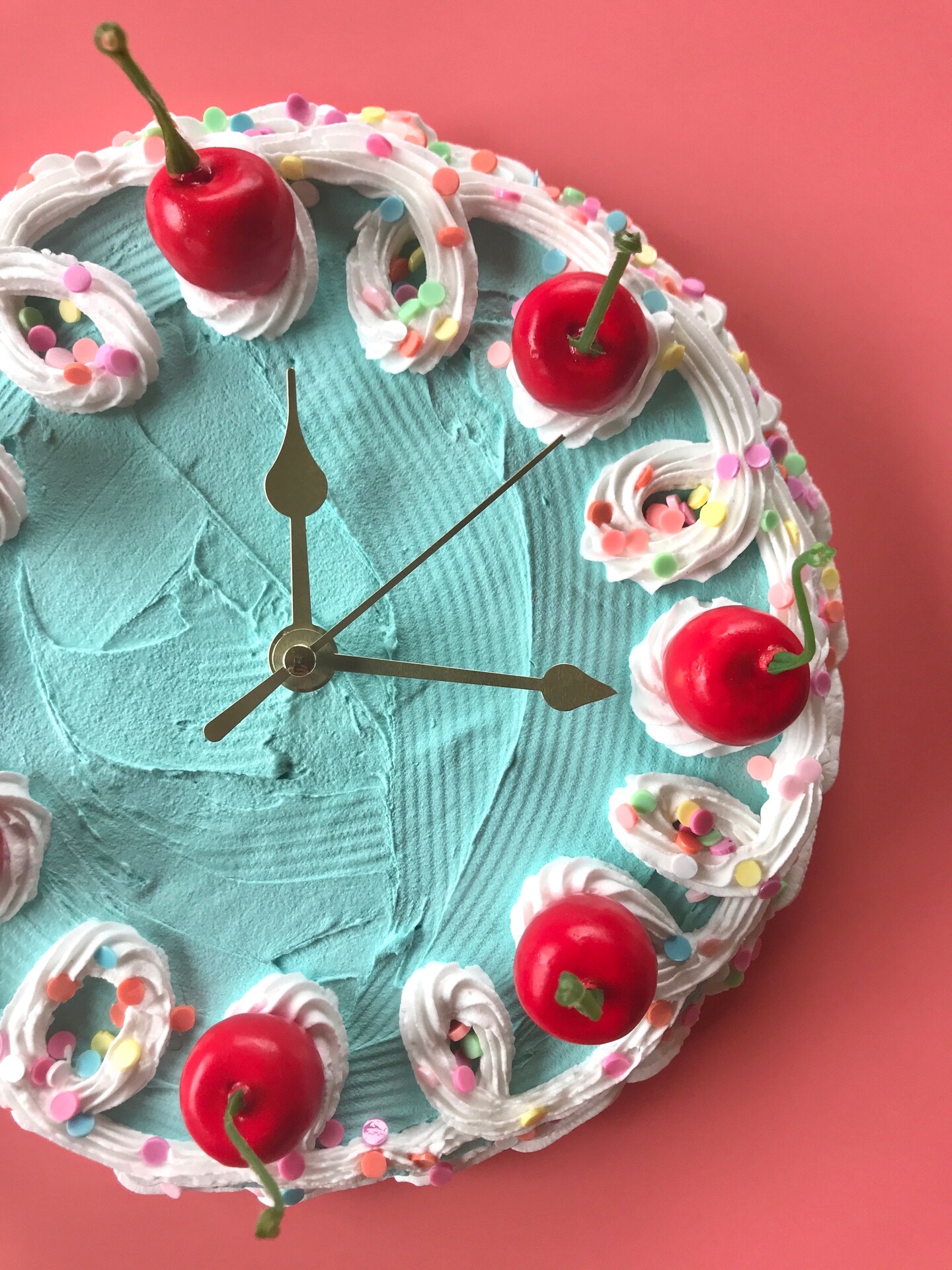 Cake Clock, Decorative Wall Clock, Y2k aesthetic home decor, cute cake home accent, faux cake, dummy cake, unique colorful home decor