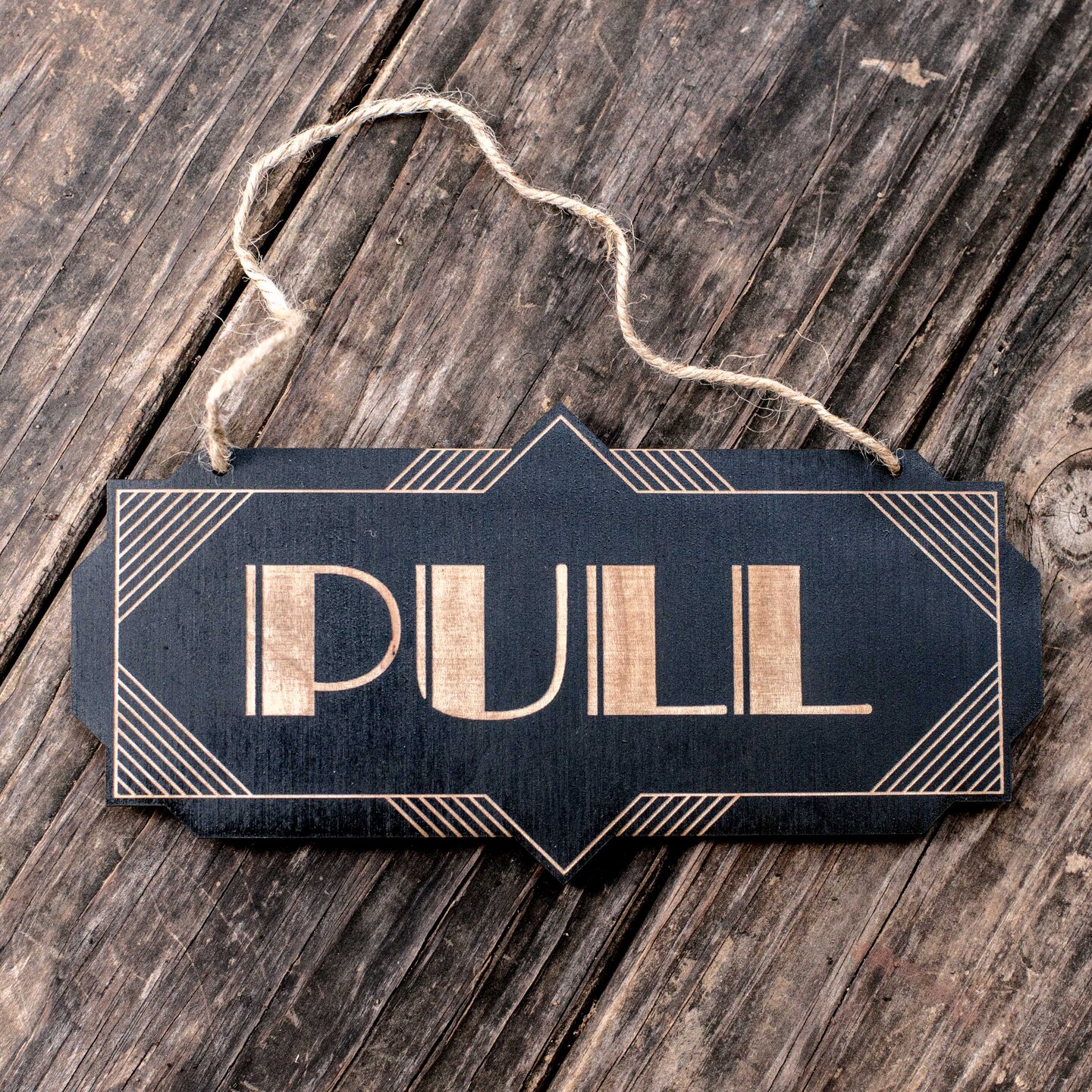 Pull - Black Door Sign - Art Deco 8x4in Pull - Black Door Sign - Art Deco 8x4in