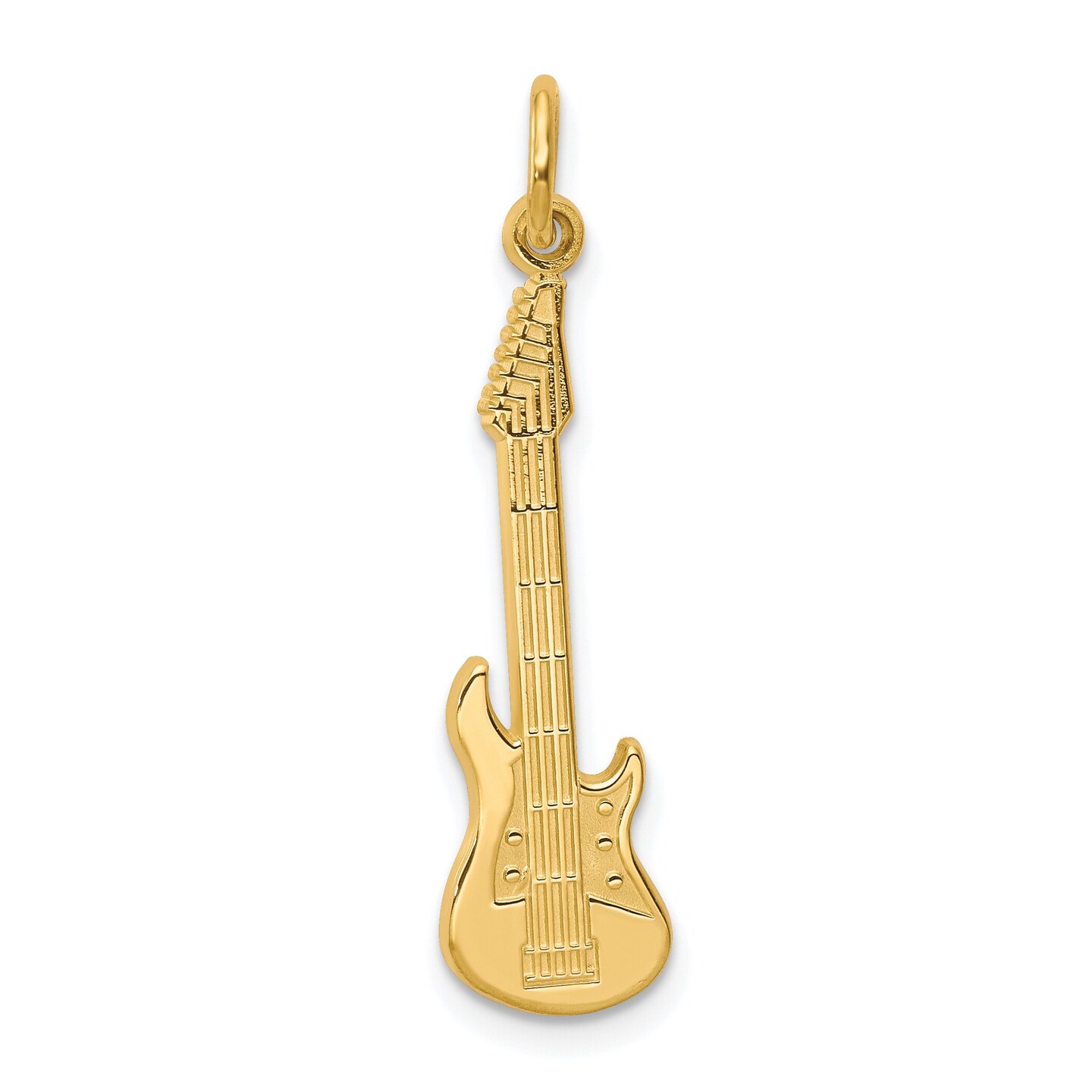 10K Yellow Gold Electric Guitar Charm Music Jewelry 30mm x 11mm