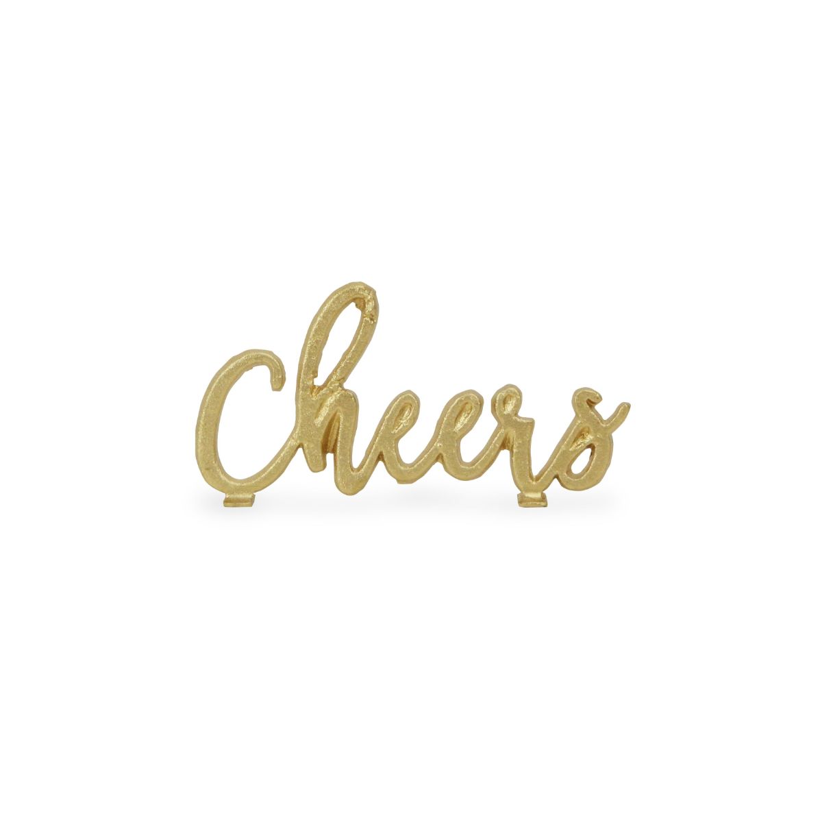 Contemporary Home Living 6.25&#x22; Gold Cast Iron Cursive &#x22;Cheers&#x22; Tabletop Sign