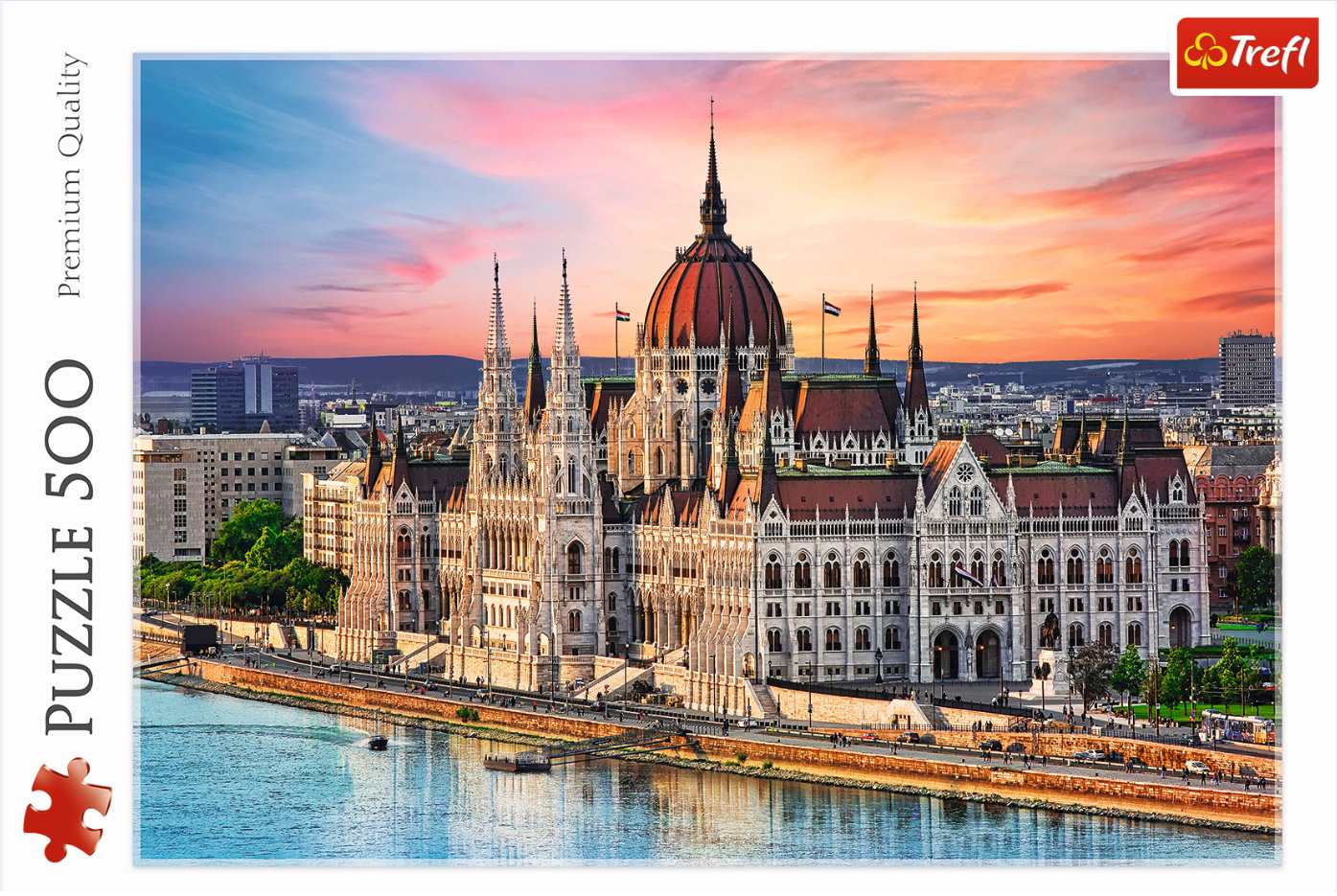 500 Piece Jigsaw Puzzles, Parliament, Budapest Hungary Puzzle, Gothic Revival and Renaissance Revival Architecture, Adult Puzzles, Trefl 37395