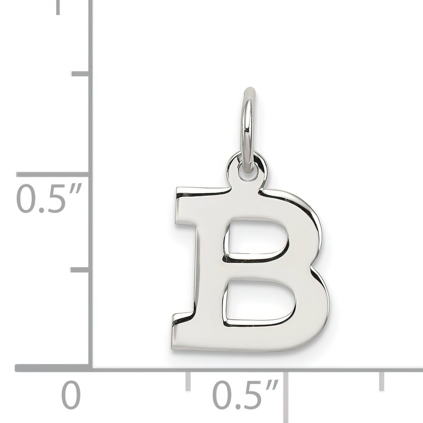 Sterling Silver Small Block Initial Letter B Charm Jewerly 16mm x 10mm