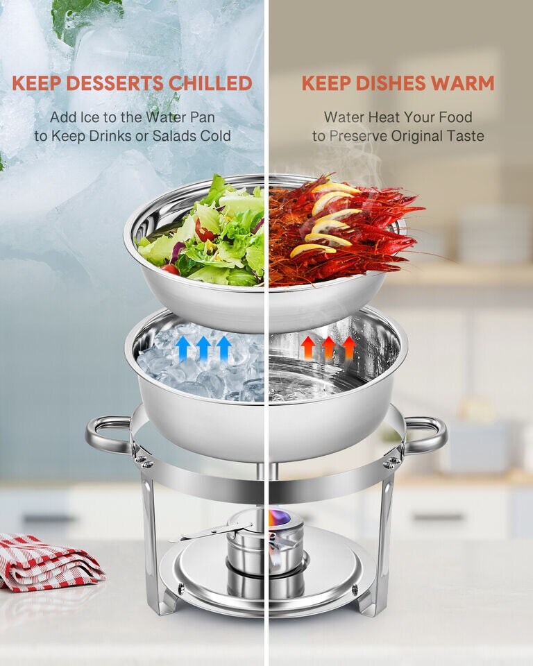 WILPREP 4 Pack 5.3qt Chafer Chafing Dish Stainless Steel Bain Marie Food Warmer