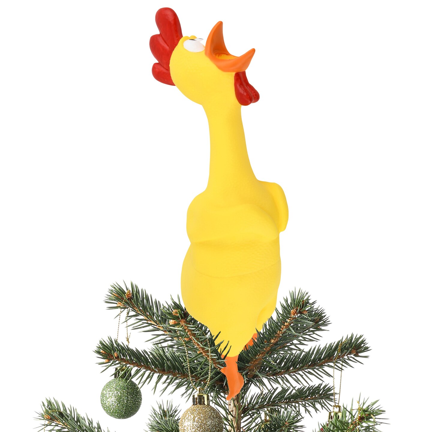 Tree Buddees Hilarious Rubber Chicken Christmas Tree Topper - Large 14"