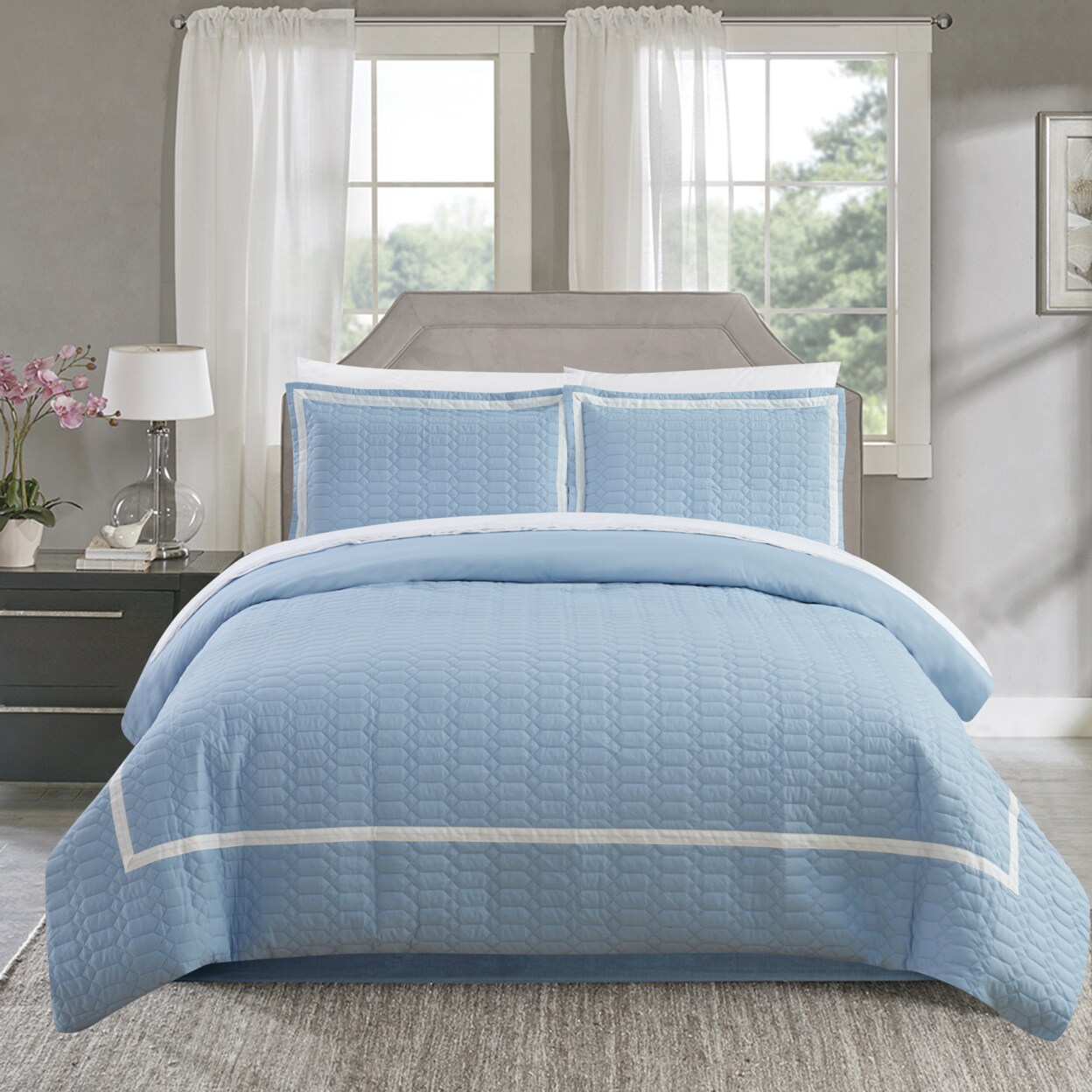Chic Home Dawn 2 Piece Duvet Cover Set Hotel Collection Two Tone Banded Print Zipper Closure