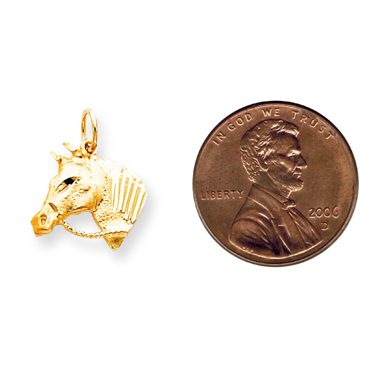 10K Yellow Gold Satin Horse Reins Charm FindingKing 20 X 26mm Jewerly
