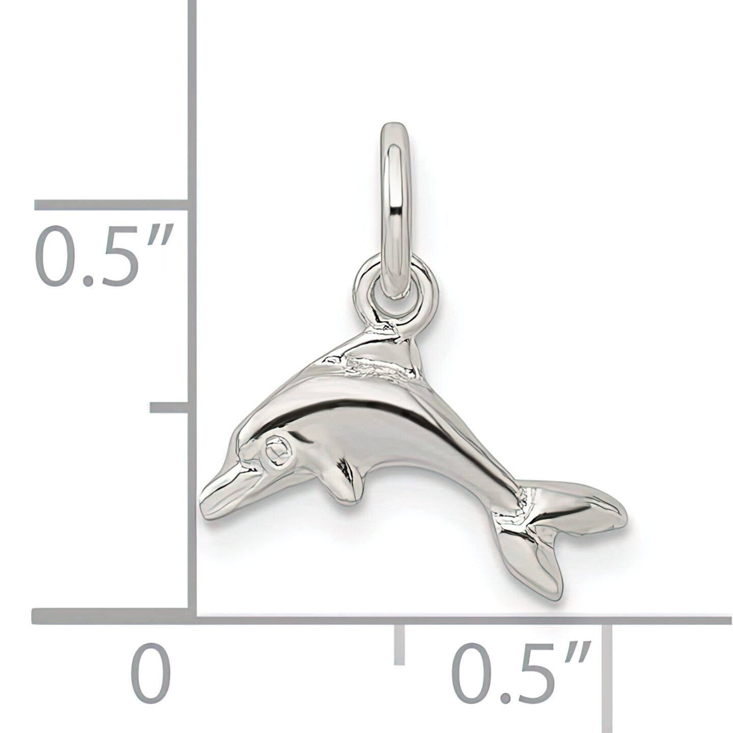 Sterling Silver Dolphin Charm Jewelry Ocean Pendant 17mm x 16mm