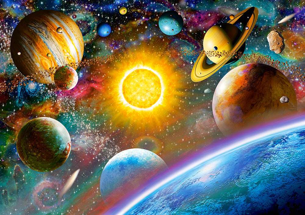 500 piece Jigsaw Puzzle, Outer Space, Solar System Puzzle with Comets, Asteroids and Galaxies, Universe, Adult Puzzles, Castorland B-52158