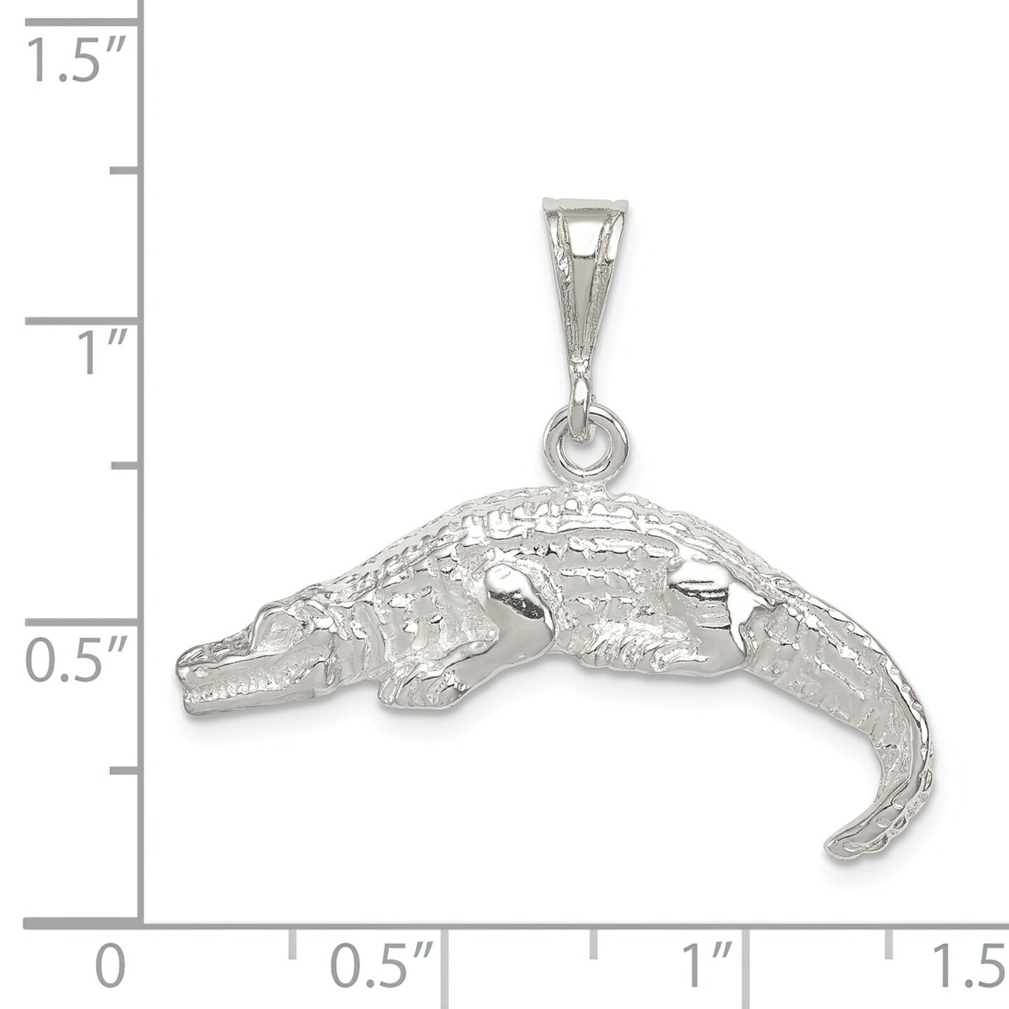 Sterling Silver Alligator Charm Pendant Florida Gator Jewerly 17mm x 32mm