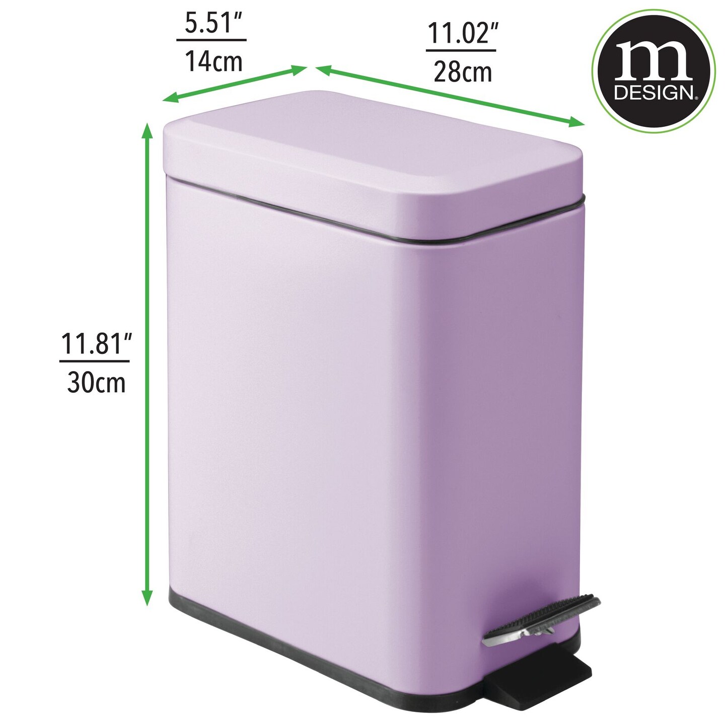 mDesign Step Trash Can, Gallon Garbage Bin, Removable Liner Bucket