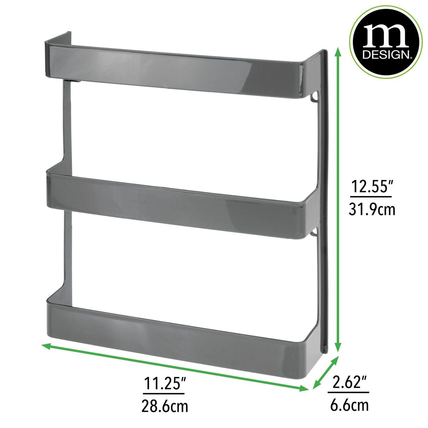 mDesign Large Wall Mount Vitamin Storage Organizer Shelf, 3 Tier