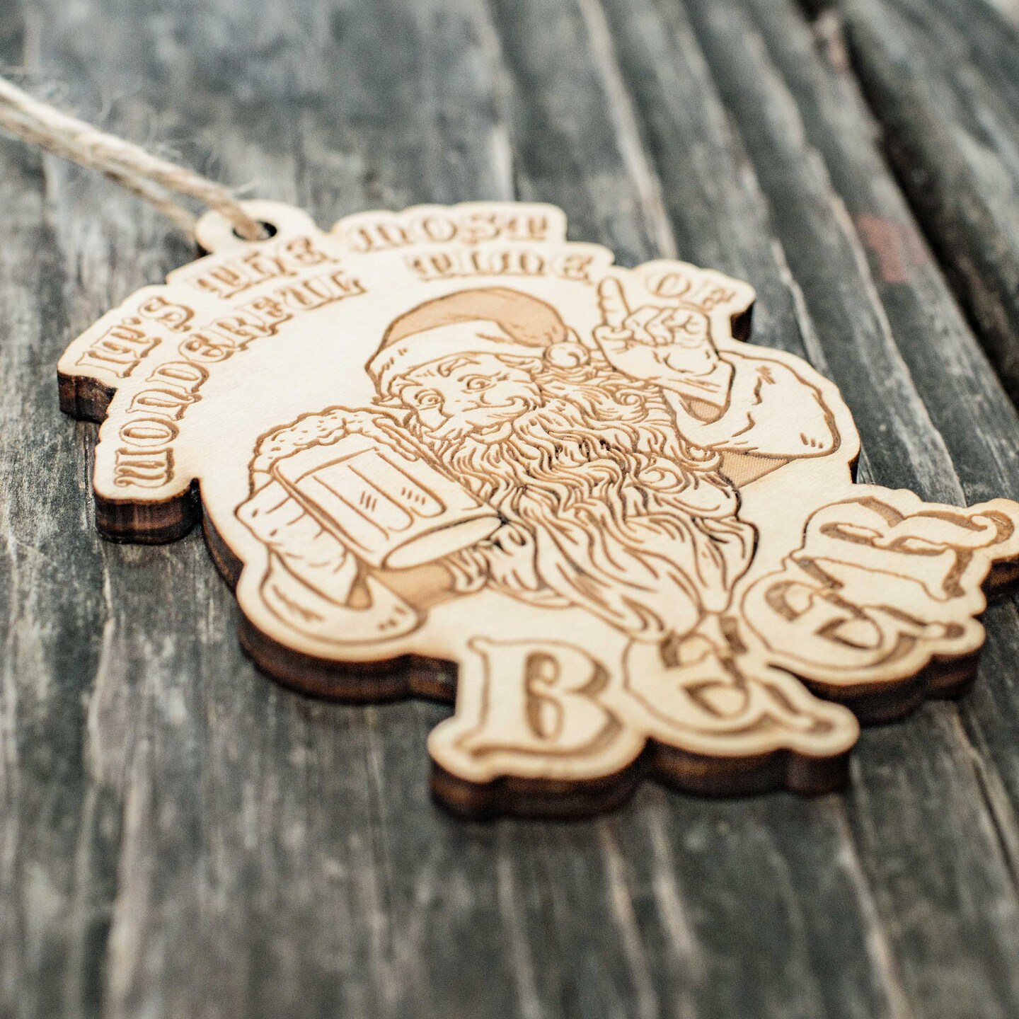 Ornament - It's the Most Wonderful Time of Beer - Raw Wood 3x4in Ornament - It's the Most Wonderful Time of Beer - Raw Wood 3x4in