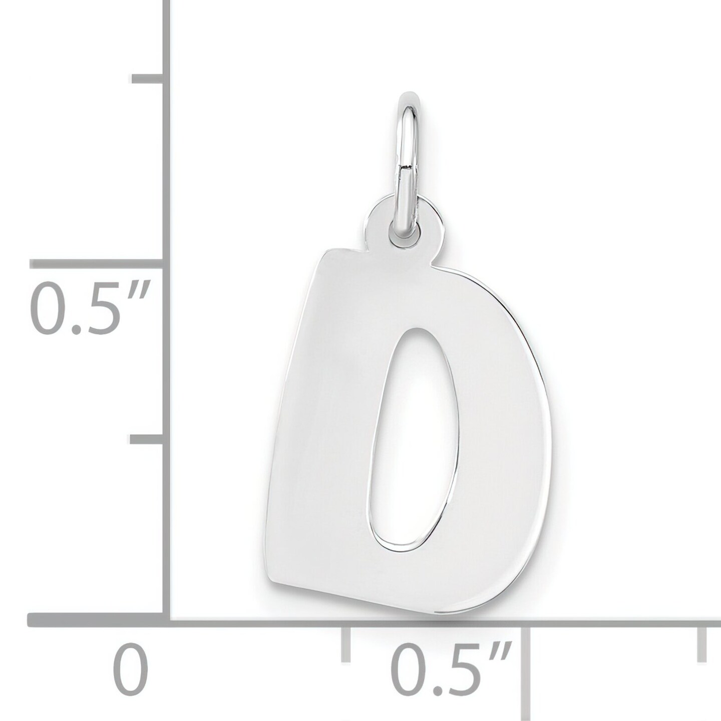 Sterling Silver Bubble Block Initial Letter D Charm Jewerly 19mm x 10mm