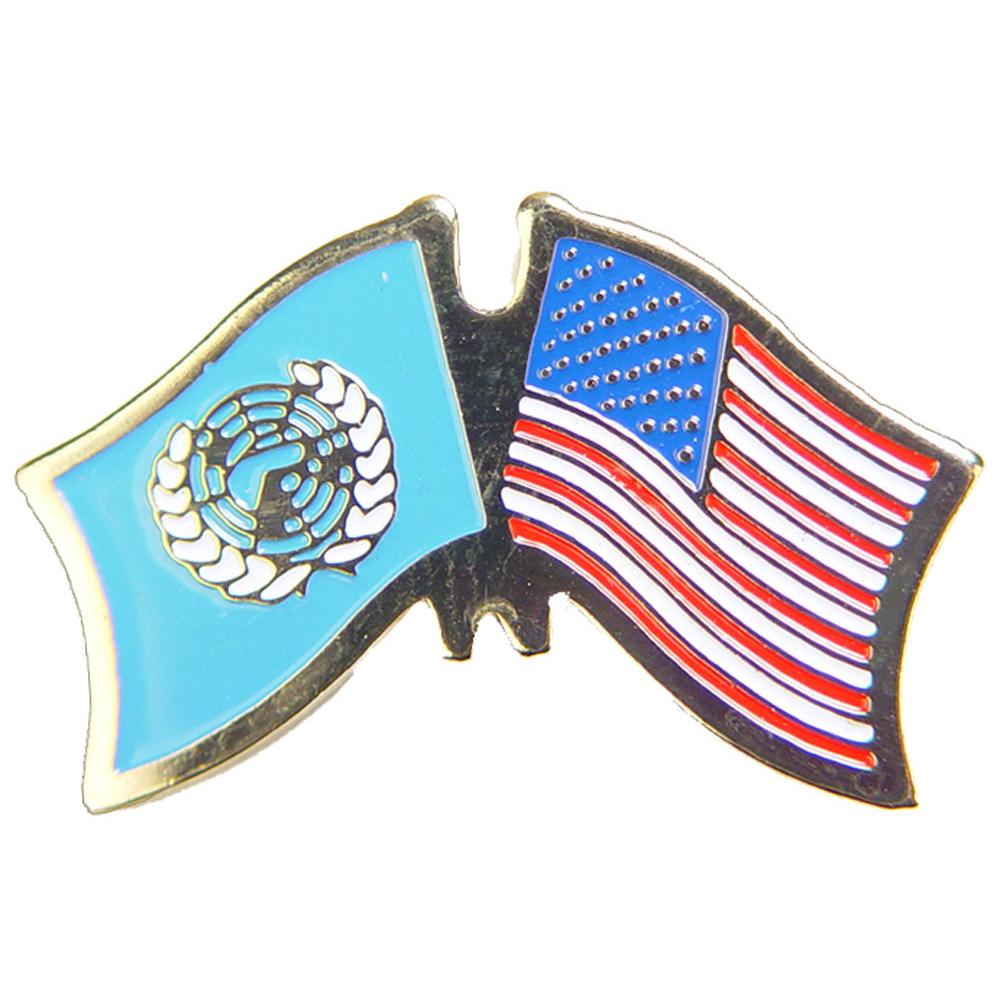 American &#x26; United Nations Flags Pin 1&#x22;