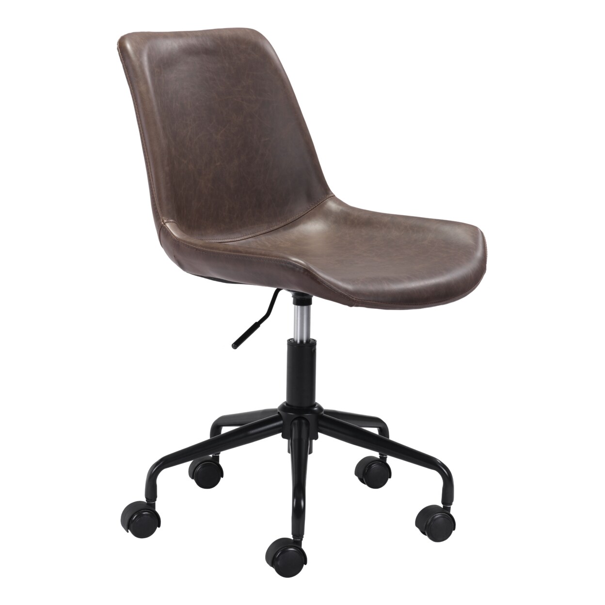 Byron Office Chair Mid Century Modern Matte Black Vinyl Accent Solid Steel