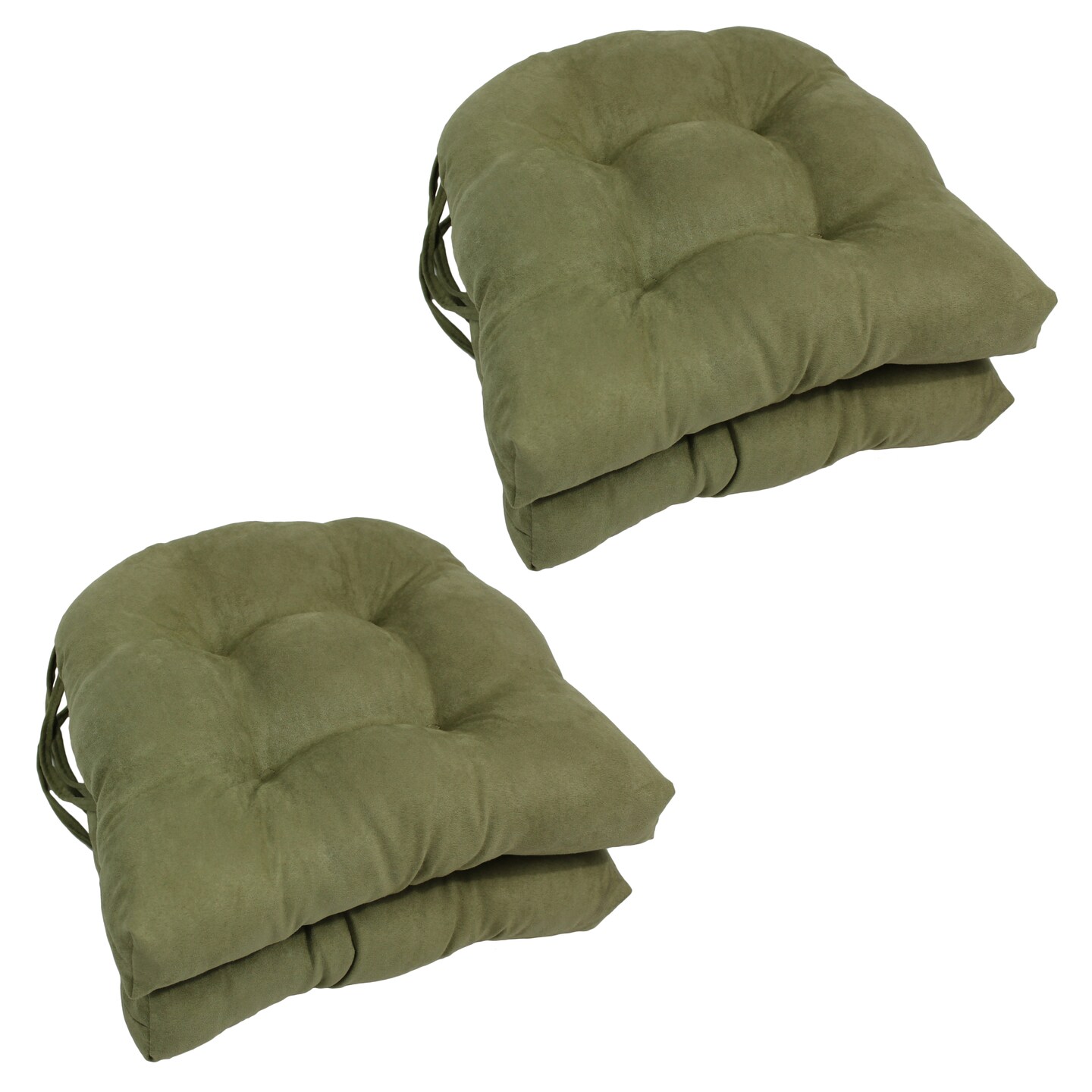 16-inch Solid Micro Suede U-shaped Tufted Chair Cushions (Set of 4) - Sage