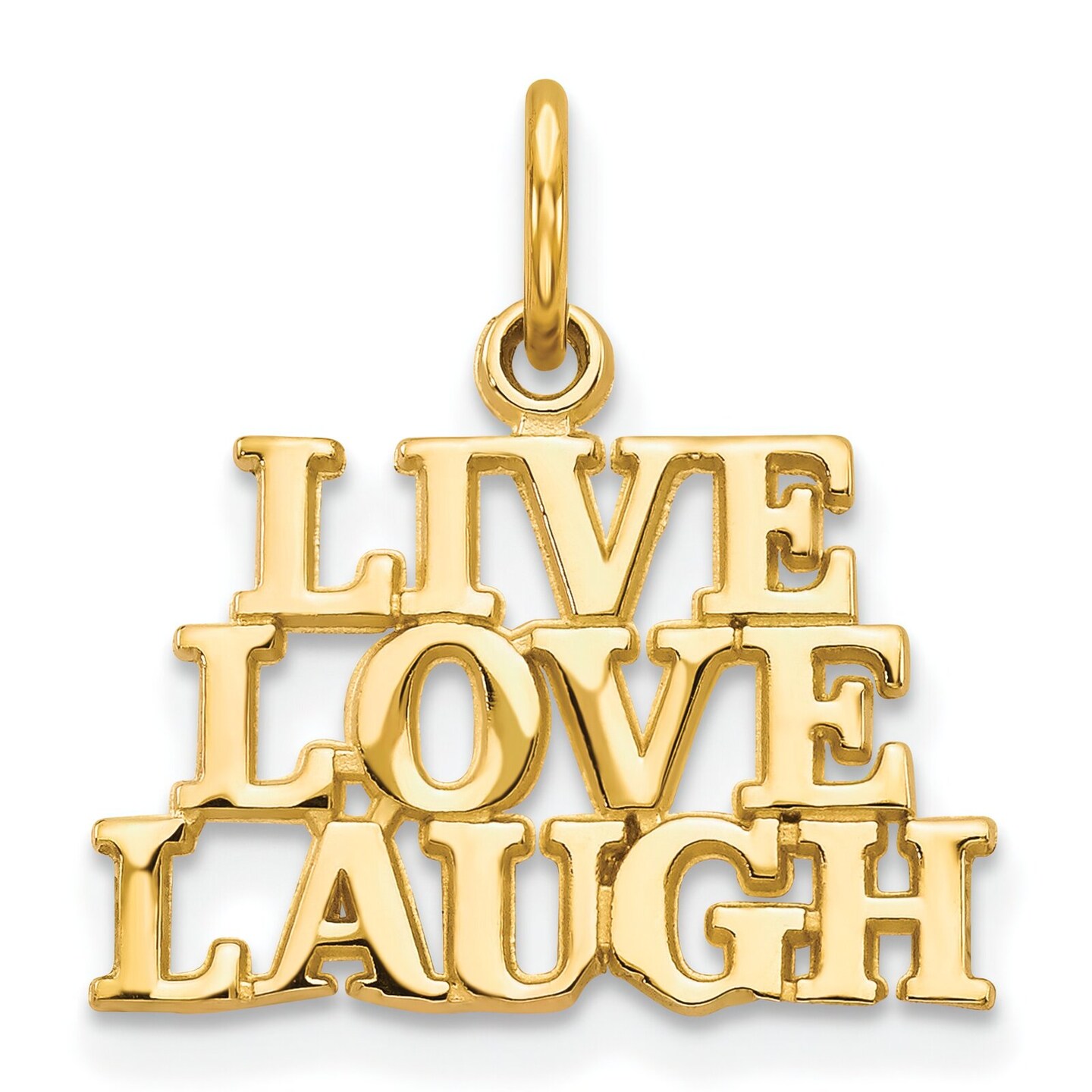 10K Yellow Gold Live Love Laugh Charm Polished Jewelry 20mm x 16mm