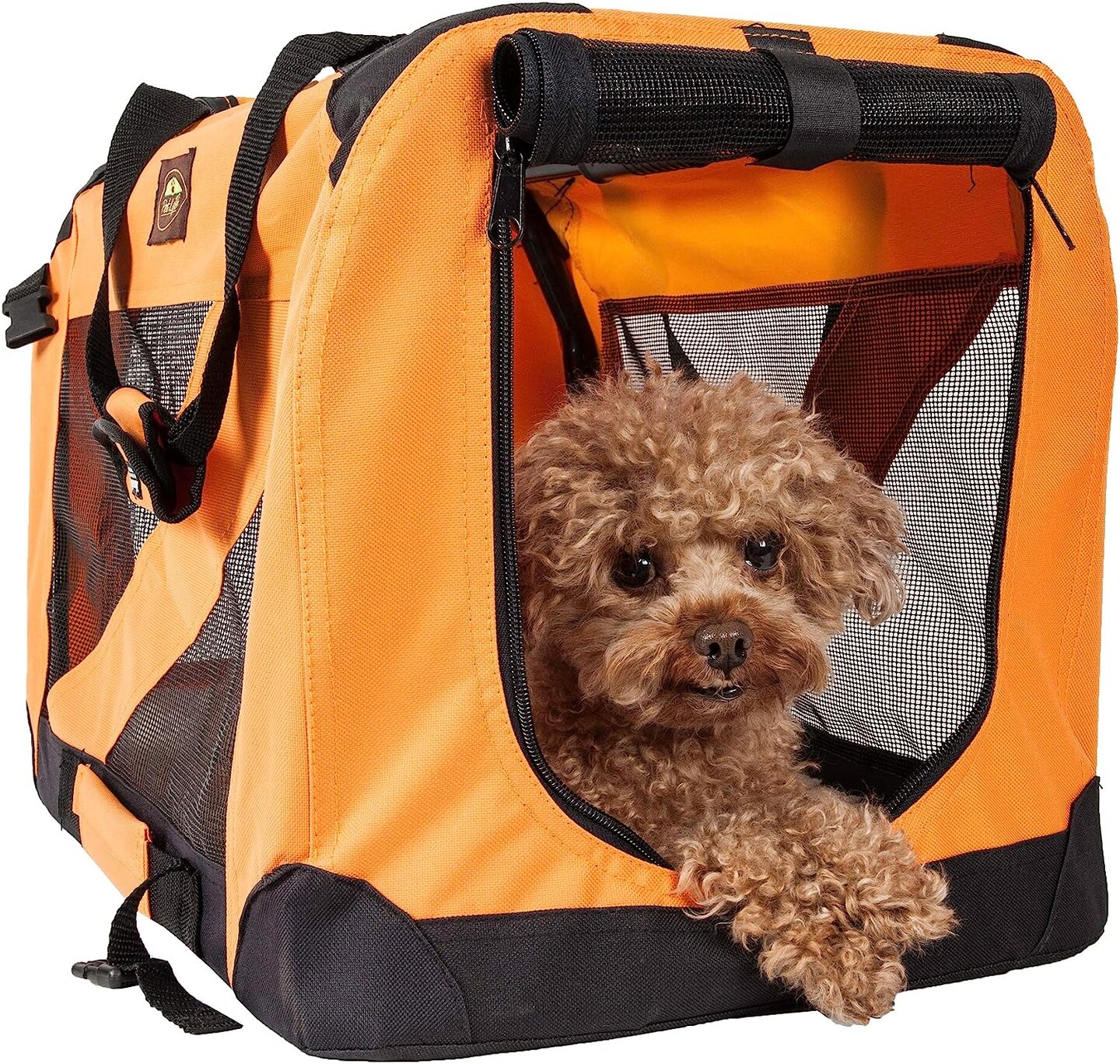Pet Life Folding Zippered 360° Vista View House Pet Crate Orange-L