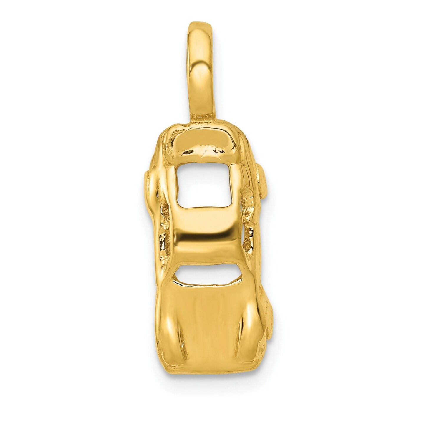 14K Yellow Gold 3D Sports Car Charm Polished Jewelry 20mm x 10mm