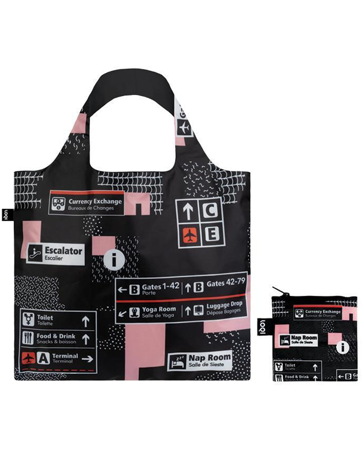 LOQI Airport Reusable Shopping Bag, O/S, Icons