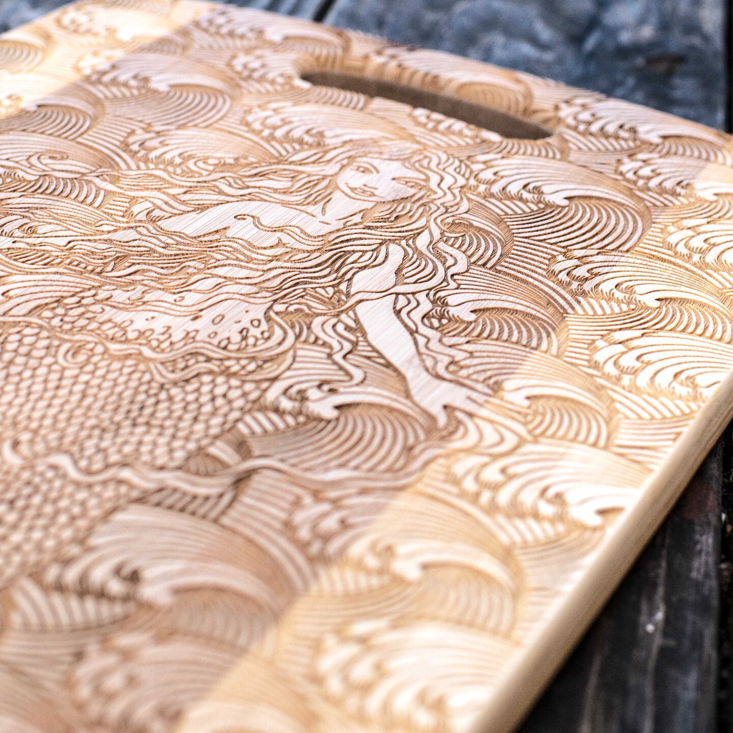 Mermaid Cutting Board 14&#x27;&#x27;x9.5&#x27;&#x27;x.5&#x27;&#x27; Bamboo