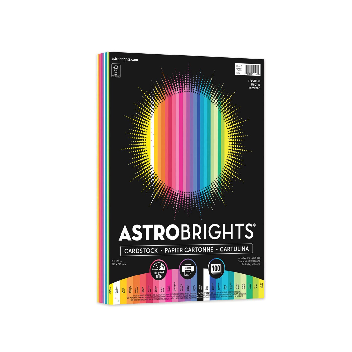Astrobrights Color Cardstock 65 lb 8.5 x 11 Assorted Colors 100/Pack