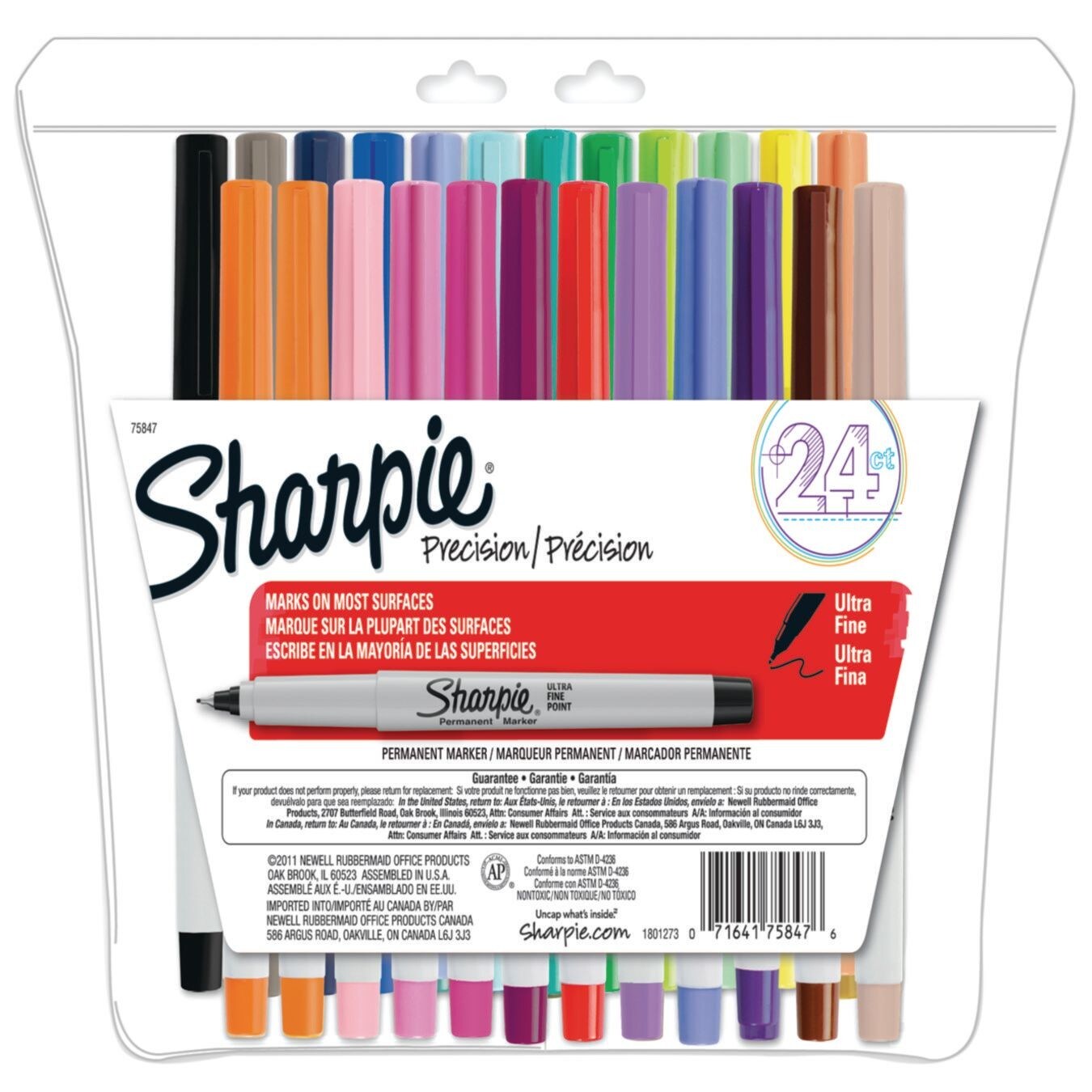 Colored Permanent Markers, Fine Point - Set of 24