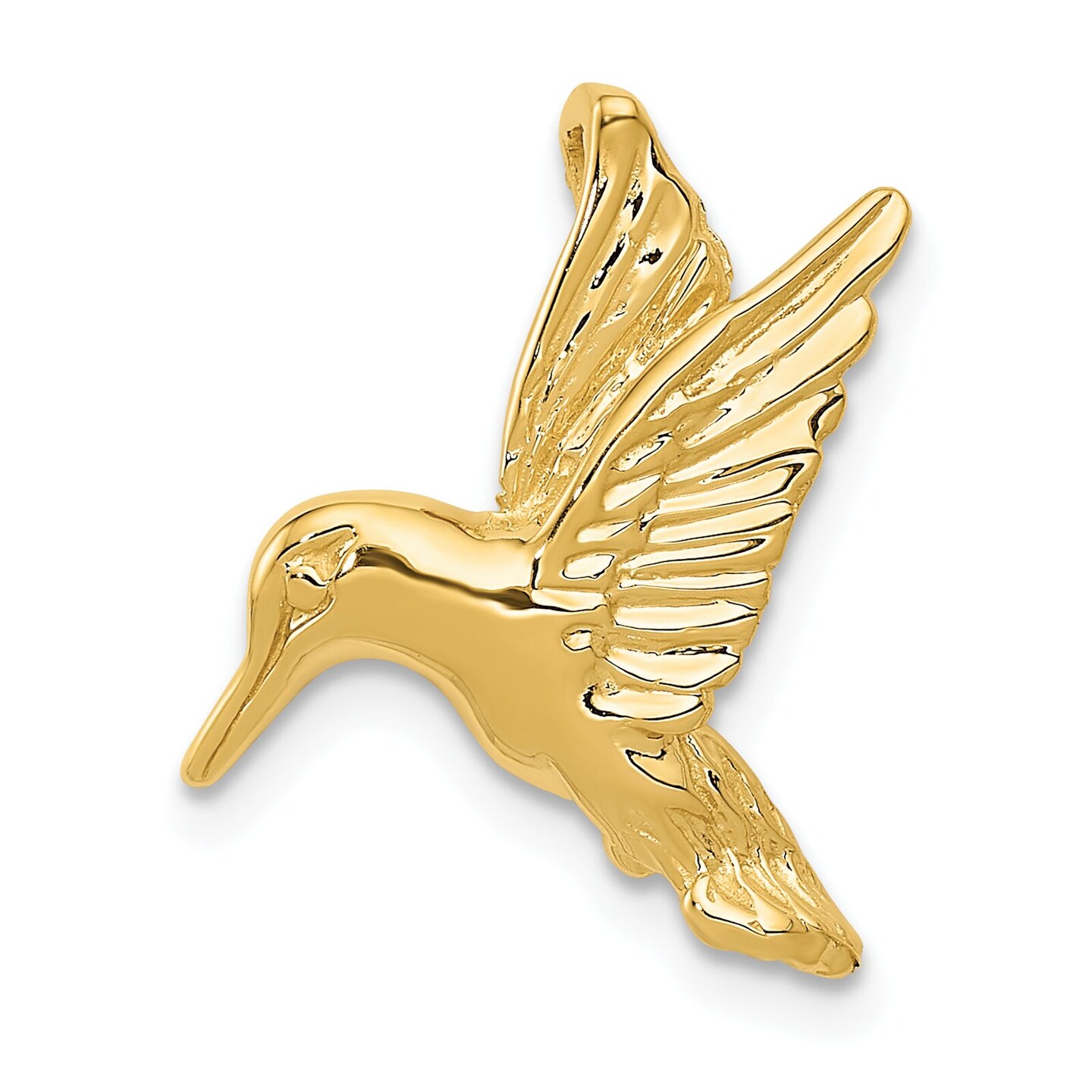 14K Yellow Gold Hummingbird Slide Pendant Jewelry 19.2mm x 20.3mm