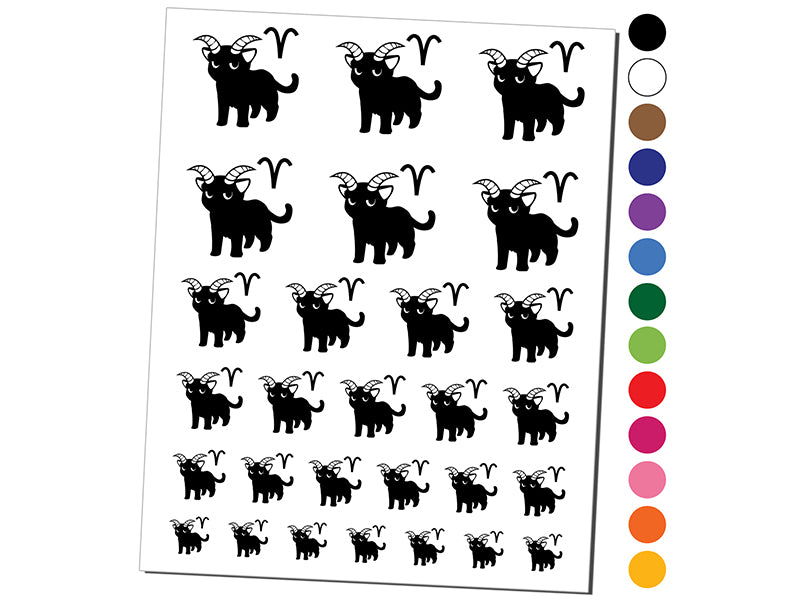 Astrological Cat Aries Horoscope Zodiac Sign Temporary Tattoo Water Resistant Fake Body Art Set Collection