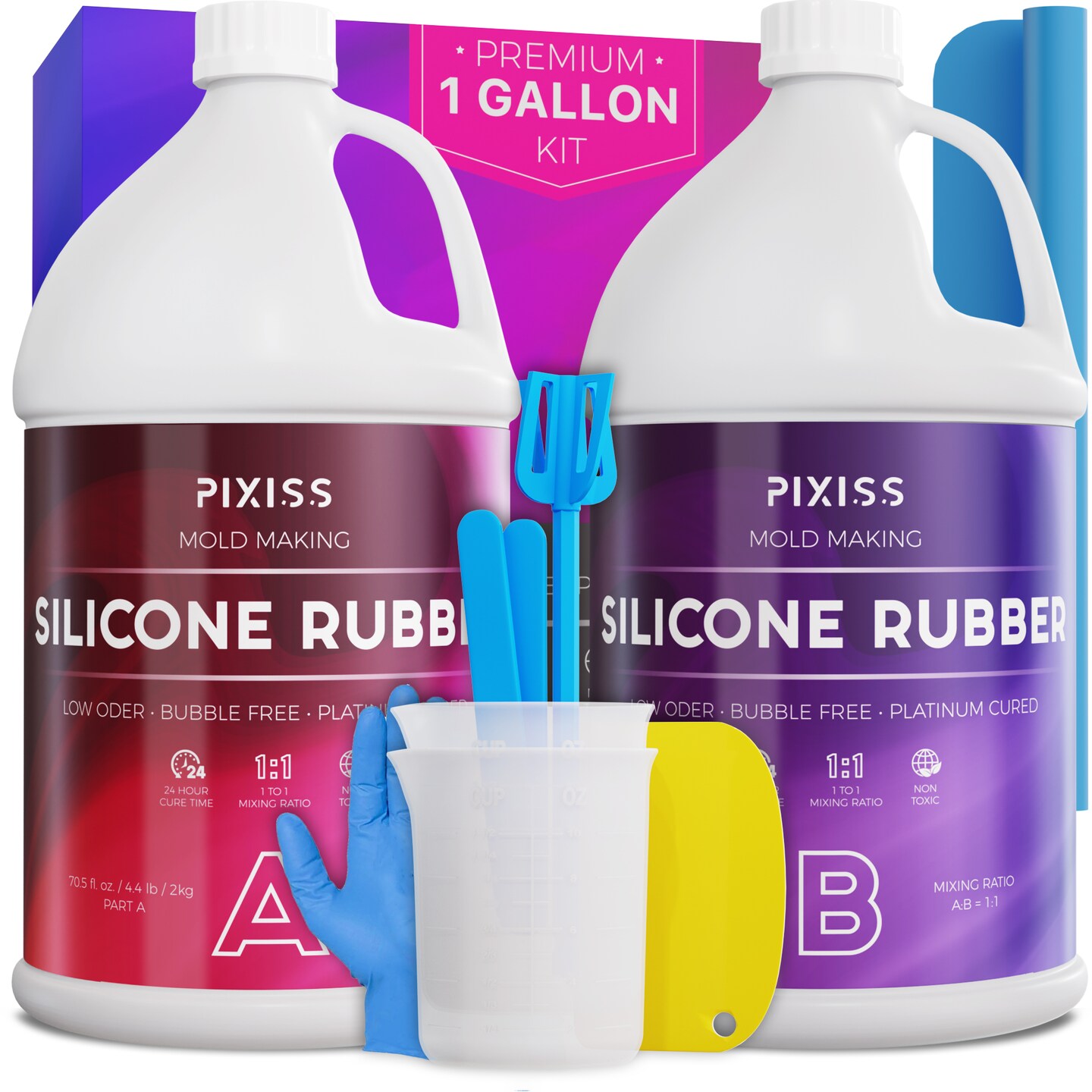 Pixiss 4kg/Gallon Silicone Mold Making Kit Liquid Silicone Rubber Bubble  Free Clear