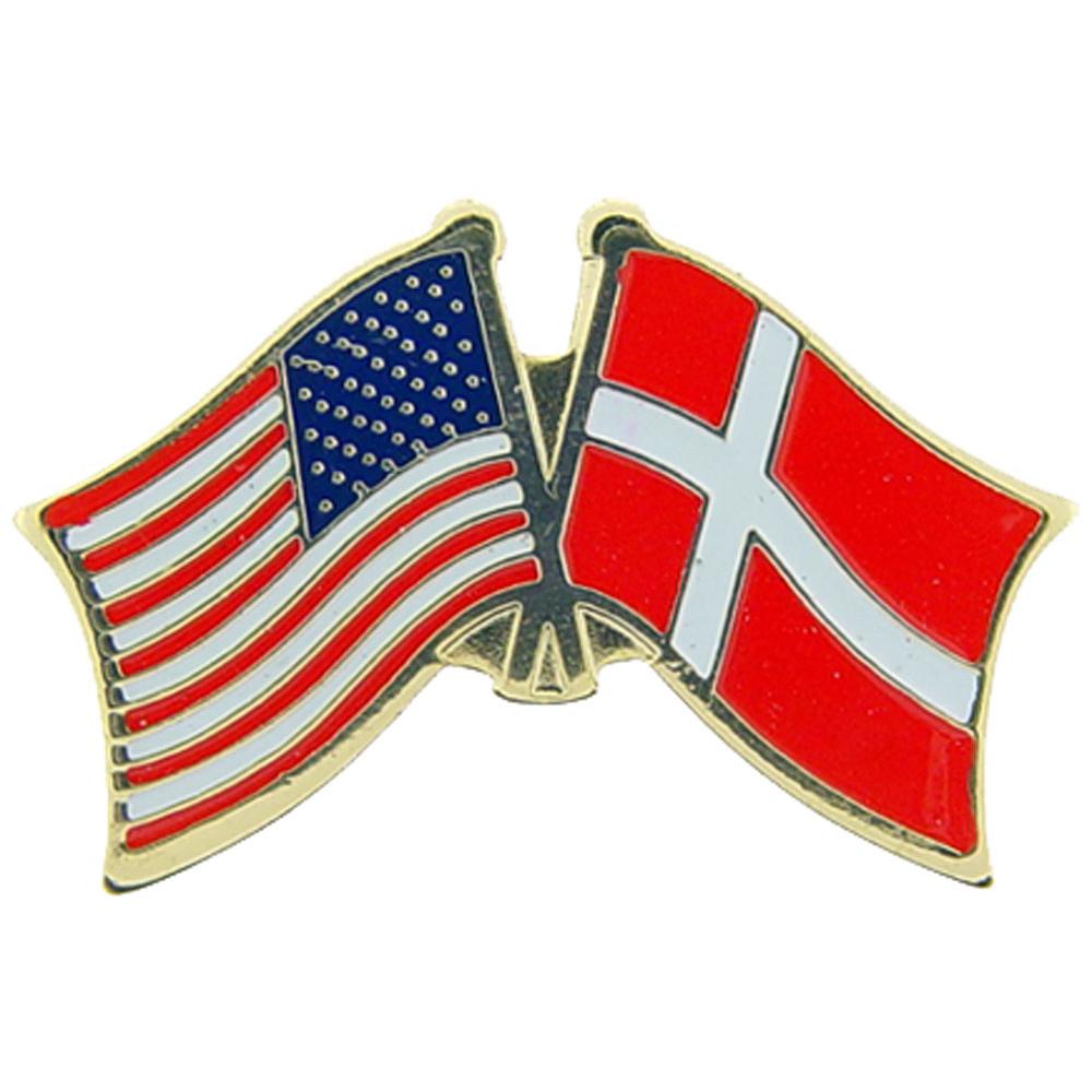 American &#x26; Denmark Flags Pin 1&#x22;